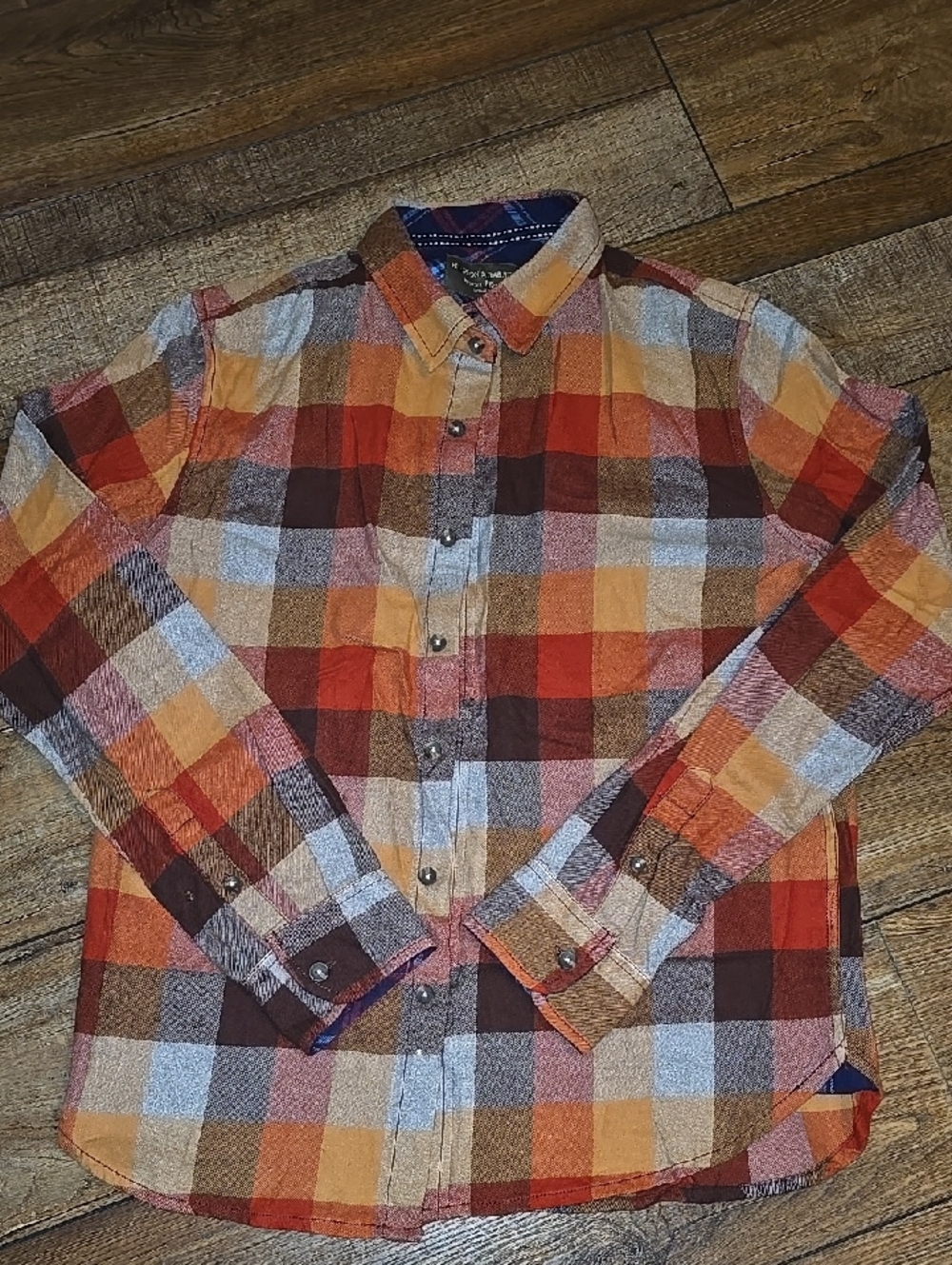 Casual Men's Orange Plaid Button-Down Shirt